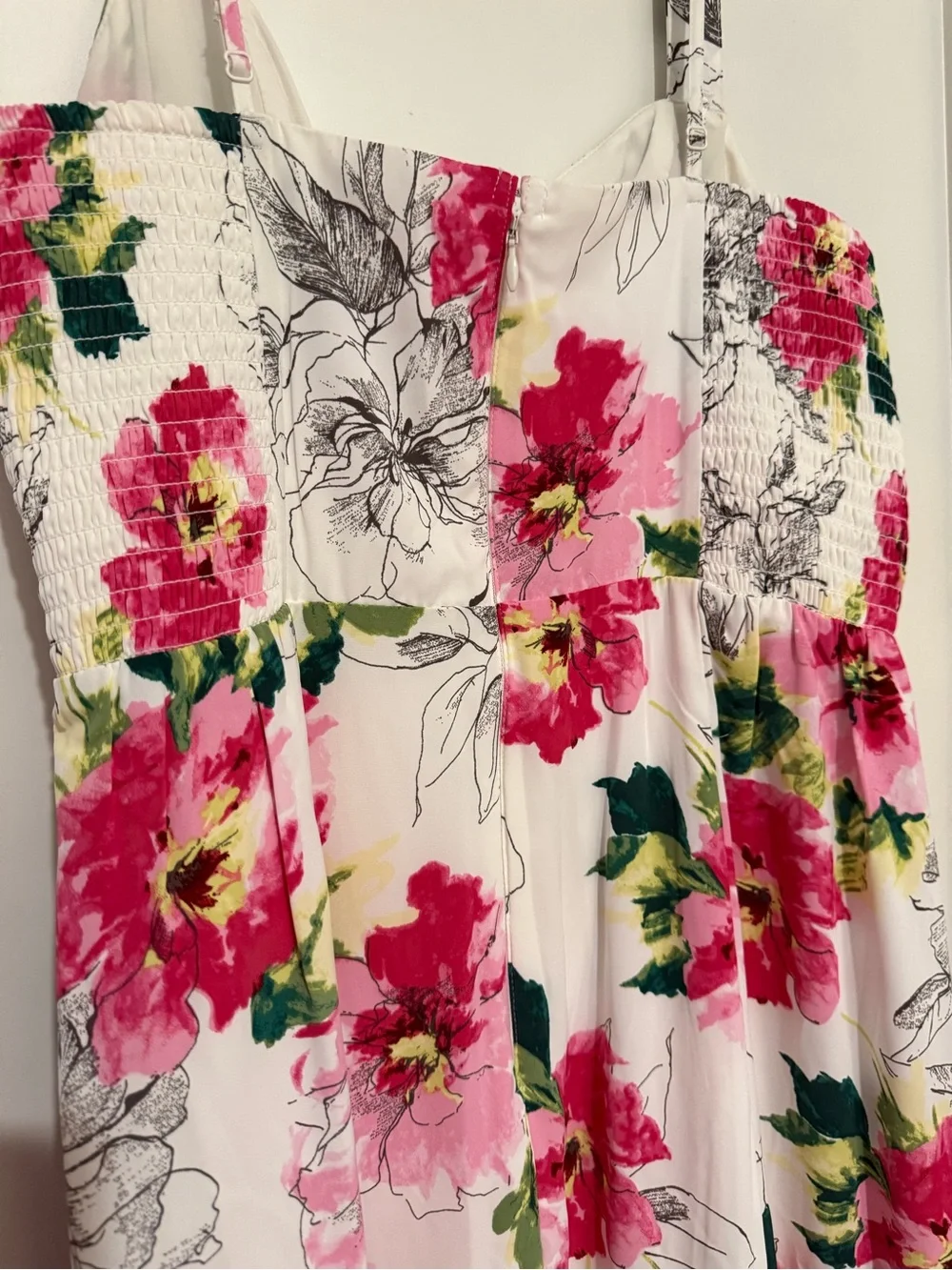 Abercrombie & Fitch White Maxi Dress with Pink Floral Print